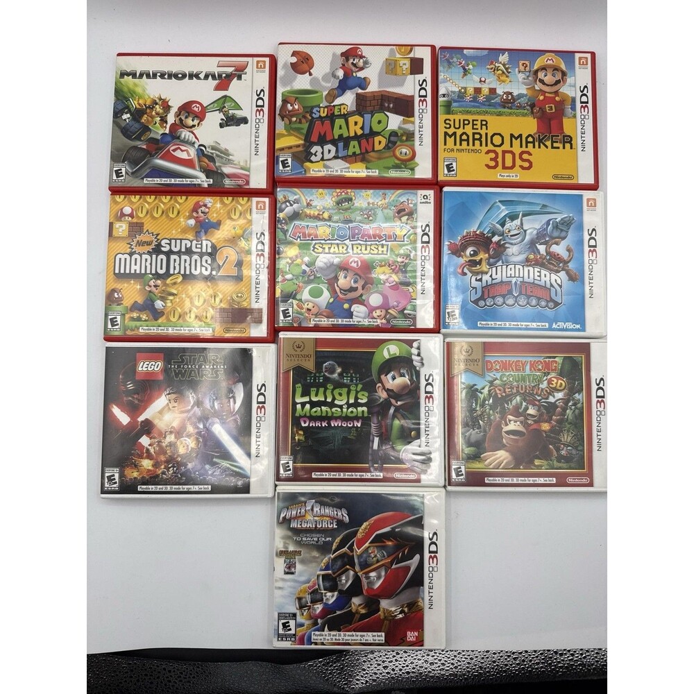 Nintendo 3DS 10 Game Lot Mario Kart 7 Super Mario 3D Land Party Star Rush